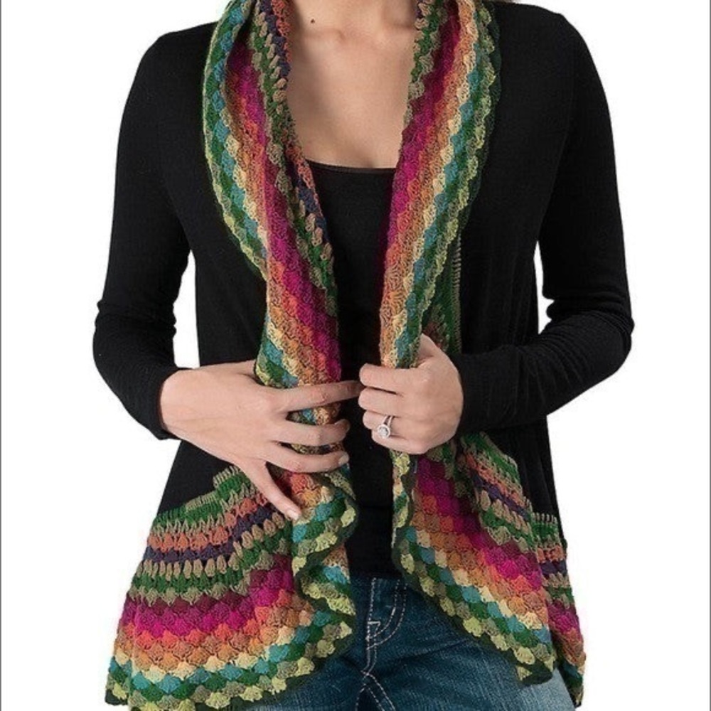 Double Zero Open Front Crotchet Trimmed Cardigan Size Small